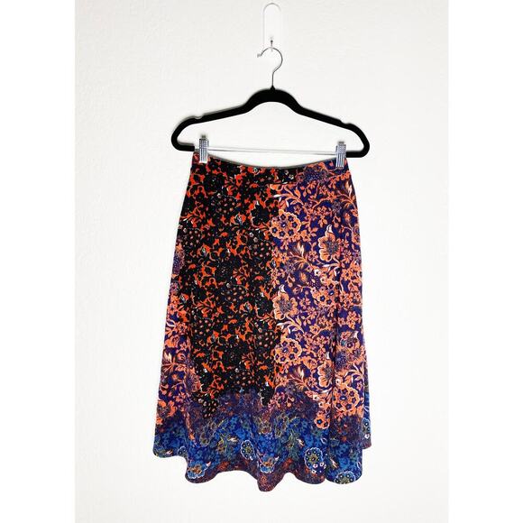 Maeve x Anthropologie Womens Floral Print Faux Wrap Side Tie Knit Skirt High Low - Picture 6 of 11